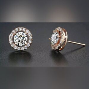 Rose Gold Cubic Zirconia Stud Earrings NWT